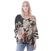 Mia Collection Womens Loose Chiffon Blouse with Puff Sleeves