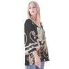 Mia Collection Womens Loose Chiffon Blouse with Puff Sleeves