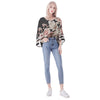 Mia Collection Womens Loose Chiffon Blouse with Puff Sleeves