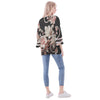 Mia Collection Womens Loose Chiffon Blouse with Puff Sleeves