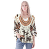 Mia Collection Womens Loose Chiffon Blouse with Puff Sleeves