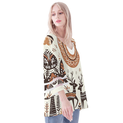 Mia Collection Womens Loose Chiffon Blouse with Puff Sleeves