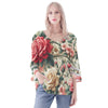 Mia Collection Womens Loose Chiffon Blouse with Puff Sleeves