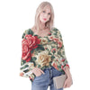 Mia Collection Womens Loose Chiffon Blouse with Puff Sleeves