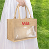 Embroidered Jute Burlap Tote Bag by Mia