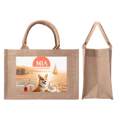 Jute Burlap Tote Bag by Mia