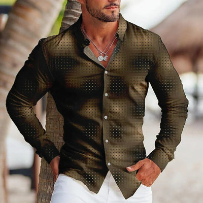 Colorful Printed Long Sleeve Lapel Shirt For Men