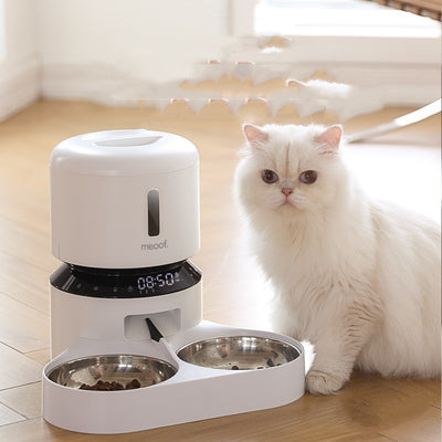 Capsule Automatic Feeder Cat and Dog Feeding Double Bowl